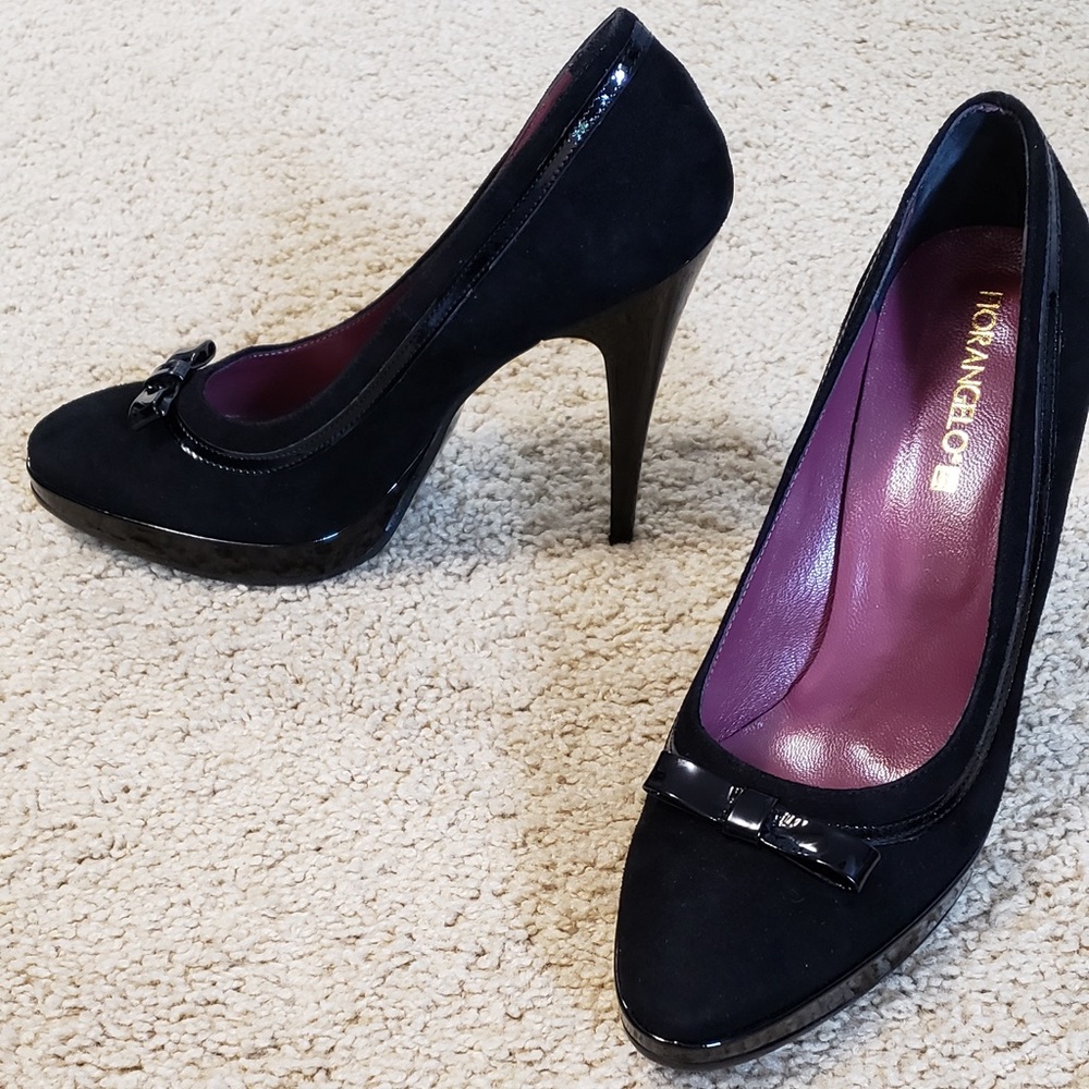Florangelo suede with patent leather accents heels. Size 9 (US). New